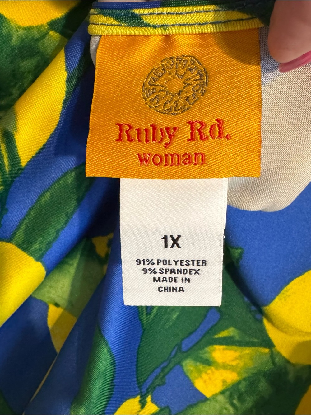 Ruby Rd. Blue Tunic with Yellow Lemon Print FUN!   PLUS: 1X   #J - Picture 8 of 8